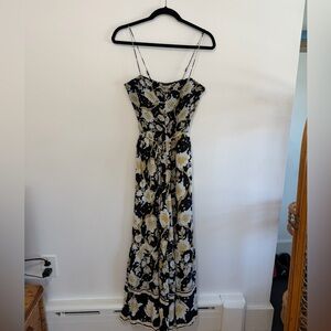 Free People Black and Yellow Floral Jumpsuit